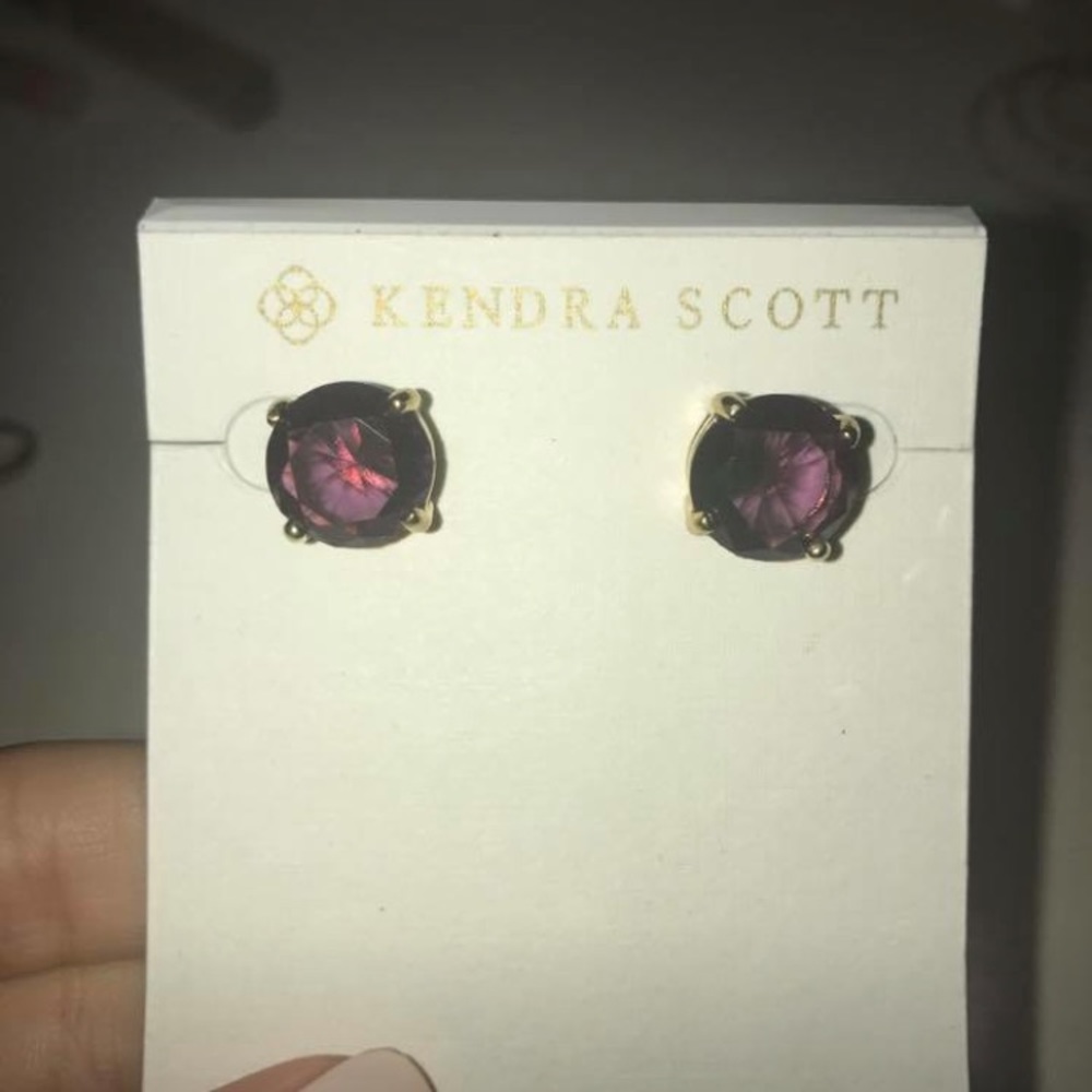 Deep purple stone stud earrings